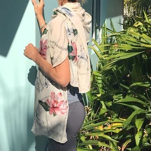 Alexander McQueen Dragonfly Waterlily Silk Shawl